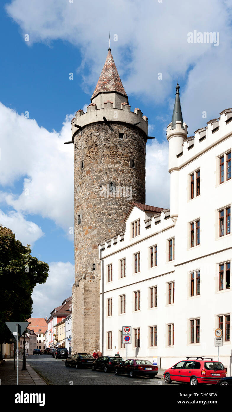 Wendischer Turm torre e Alte Kaserne caserme, ufficio delle entrate, Bautzen, Budysin, Superiore Lusazia, Lusazia, Sassonia, PublicGround Foto Stock