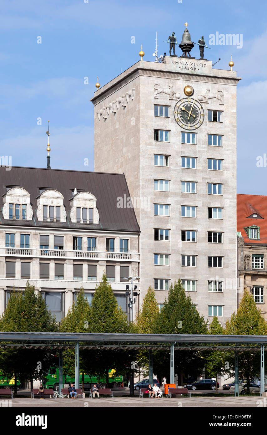 Edificio Kroch-Haus, Augustusplatz square, Lipsia, Sassonia, PublicGround Foto Stock