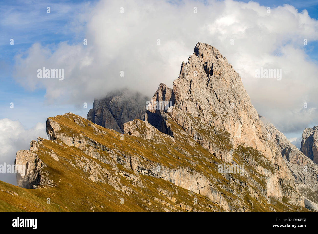 Fermeda torri, Odle, Dolomiti, Alto Adige, Italia, Europa Foto Stock
