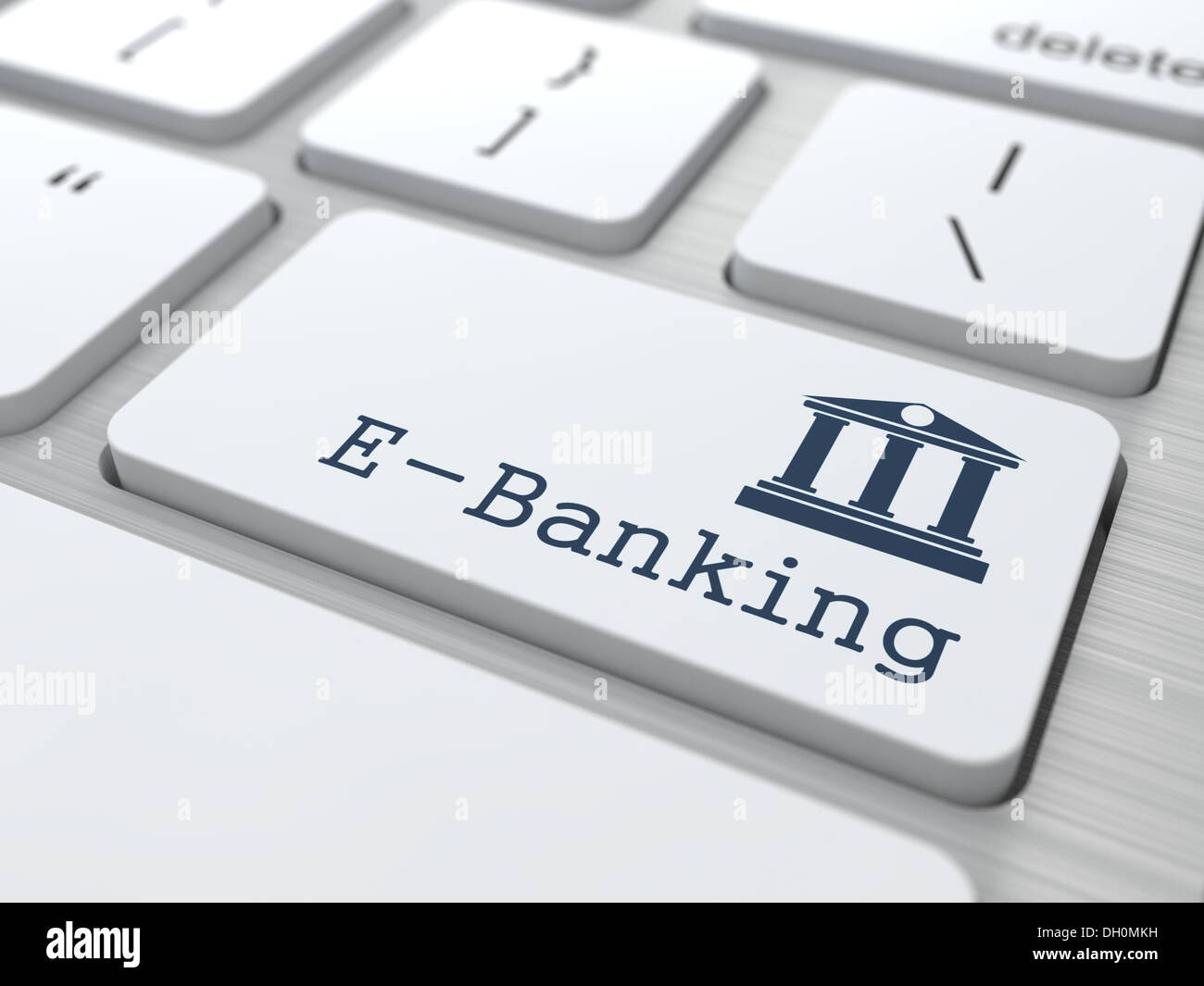 Tastiera con l'E-Banking pulsante. Foto Stock
