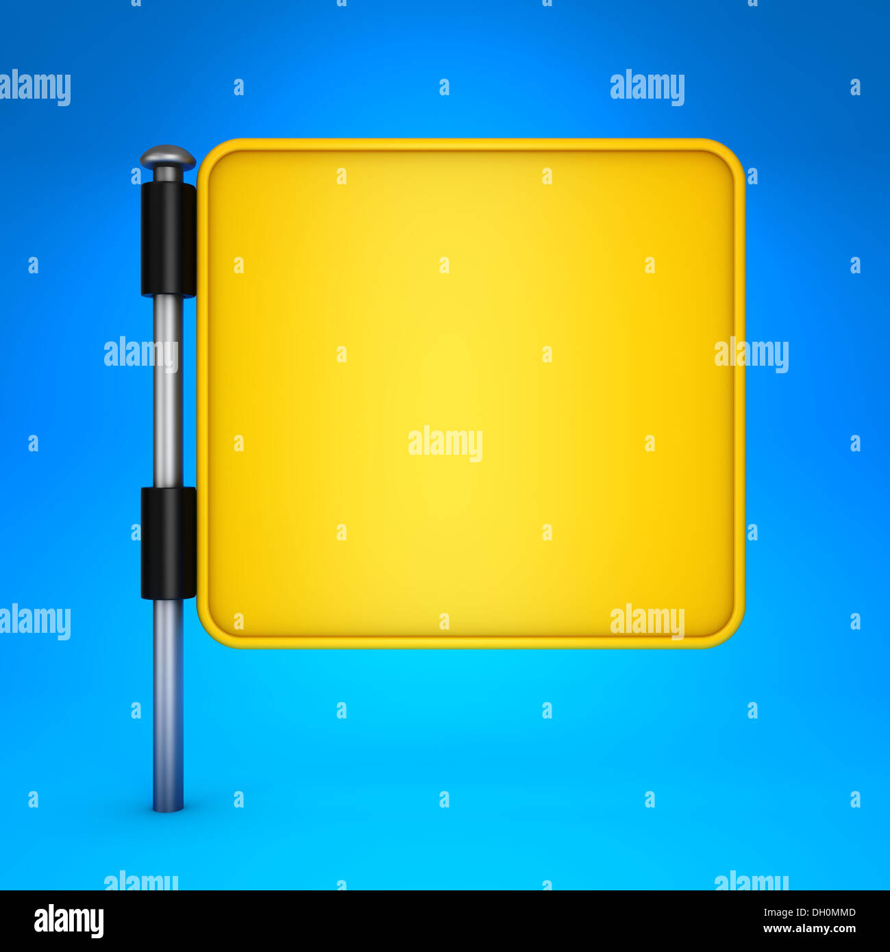 Vuoto quadrato giallo Display su sfondo blu. Foto Stock