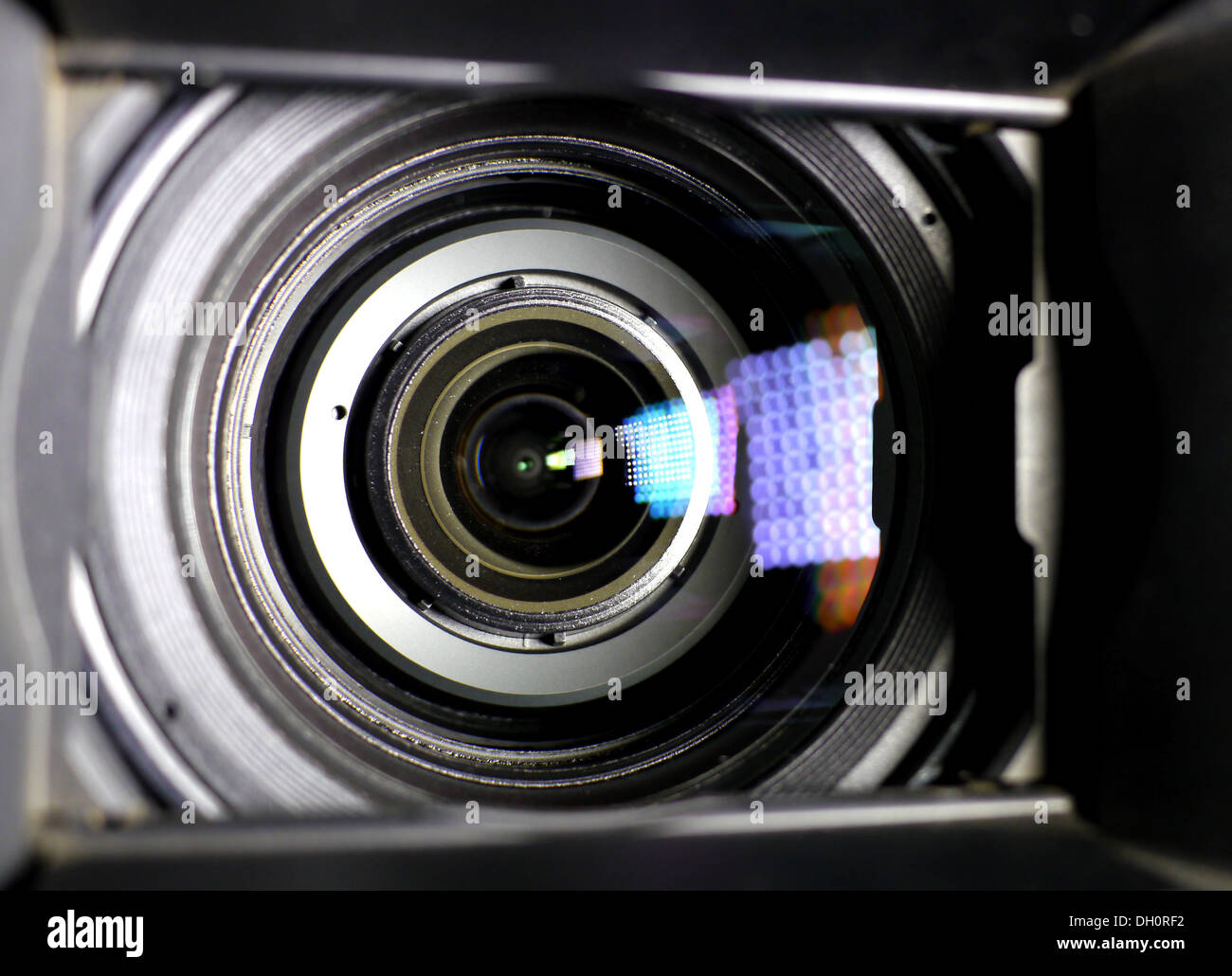 La lente della fotocamera con evidenziazione in vetro Foto Stock