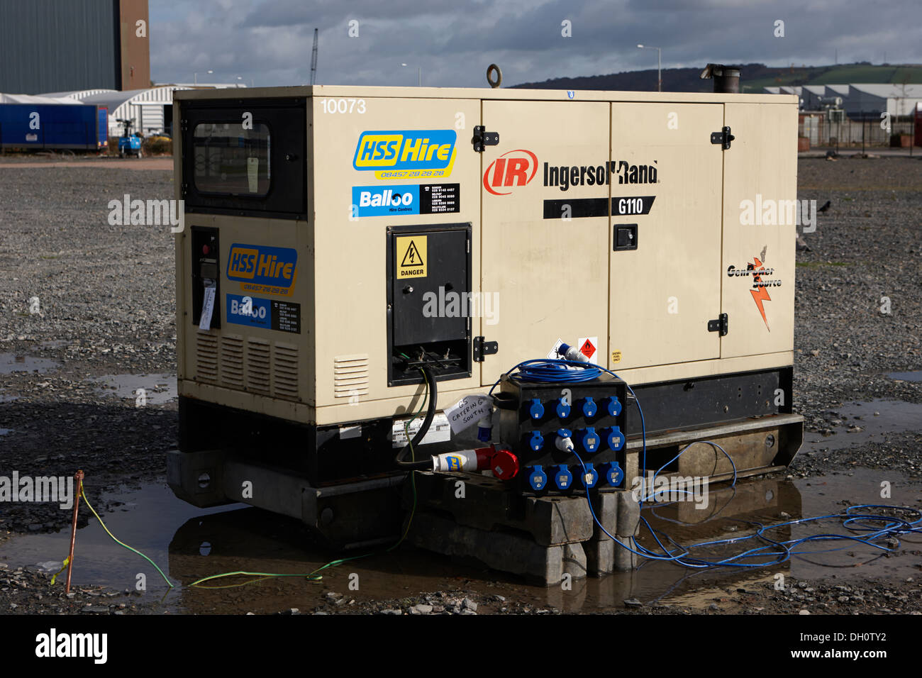 Portable ingaggiato sul sito ad alta uscita generatore di energia elettrica Foto Stock