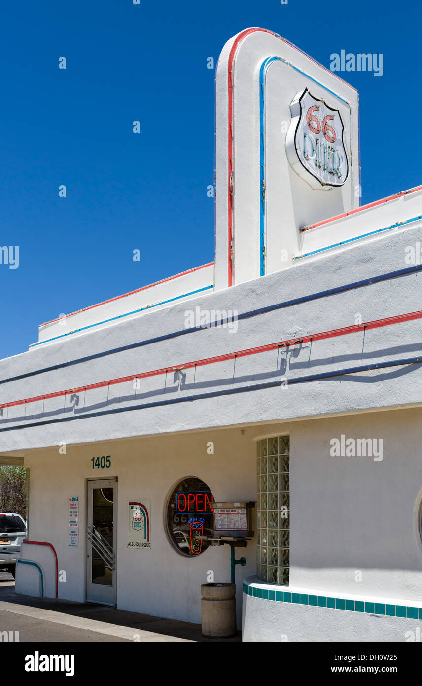 Il 66 Diner su Central Avenue (vecchi Route 66), Albuquerque, Nuovo Messico, STATI UNITI D'AMERICA Foto Stock