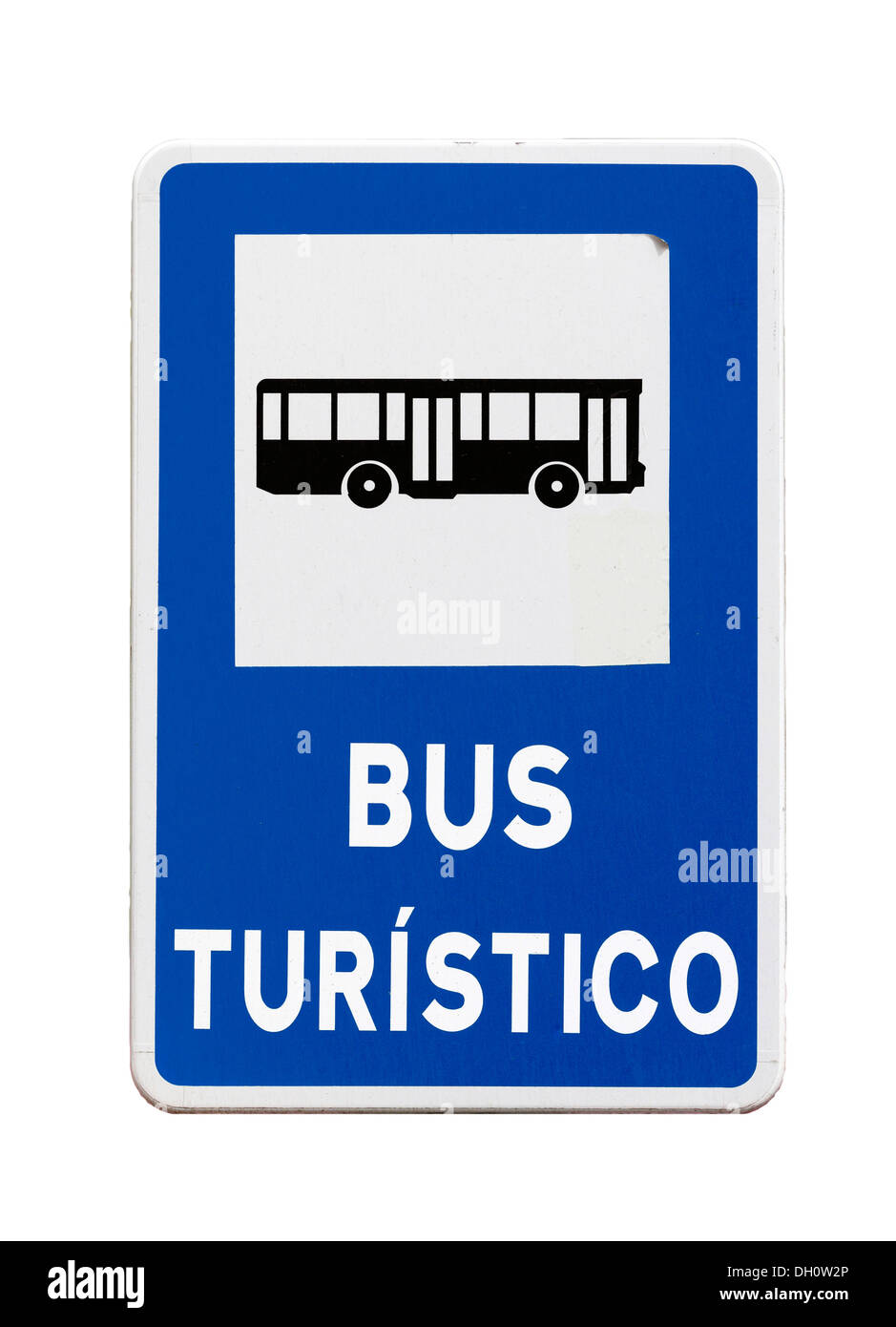 Segno per un autobus turistico, tourist bus station, Santa Cruz Tenerife, Isole Canarie, Spagna, Europa Foto Stock