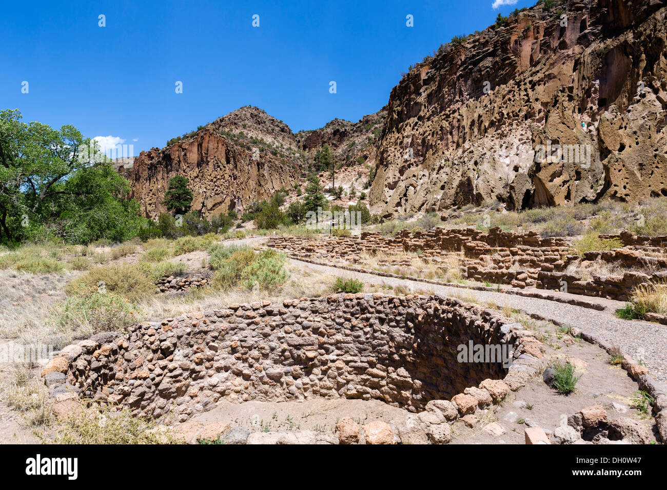 Bandelier National, monumento, vicino a Los Alamos, Nuovo Messico, STATI UNITI D'AMERICA Foto Stock