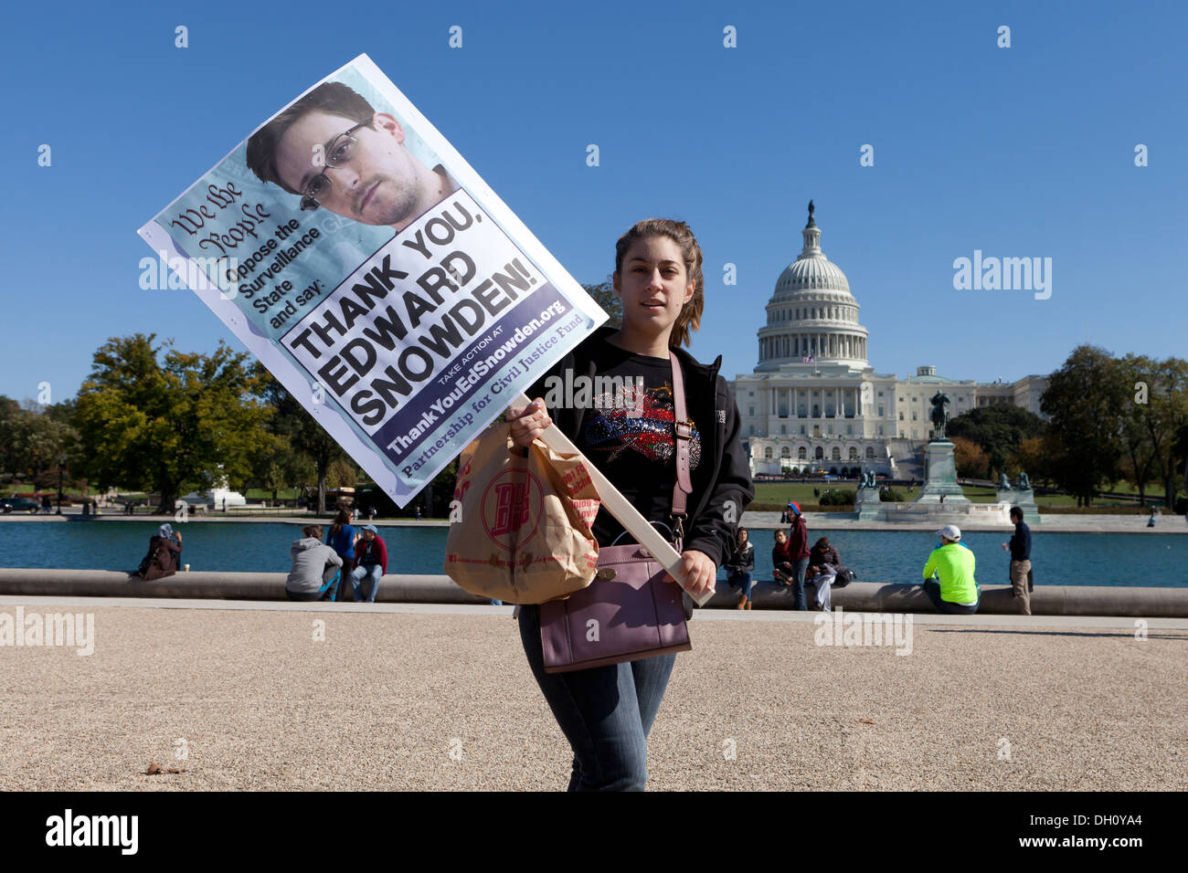 Noi cittadini e molti enti pubblici Organizzazioni di advocacy si riuniscono per rally su Capitol Hill contro la NSA spionaggio - Washington DC, Stati Uniti d'America Foto Stock
