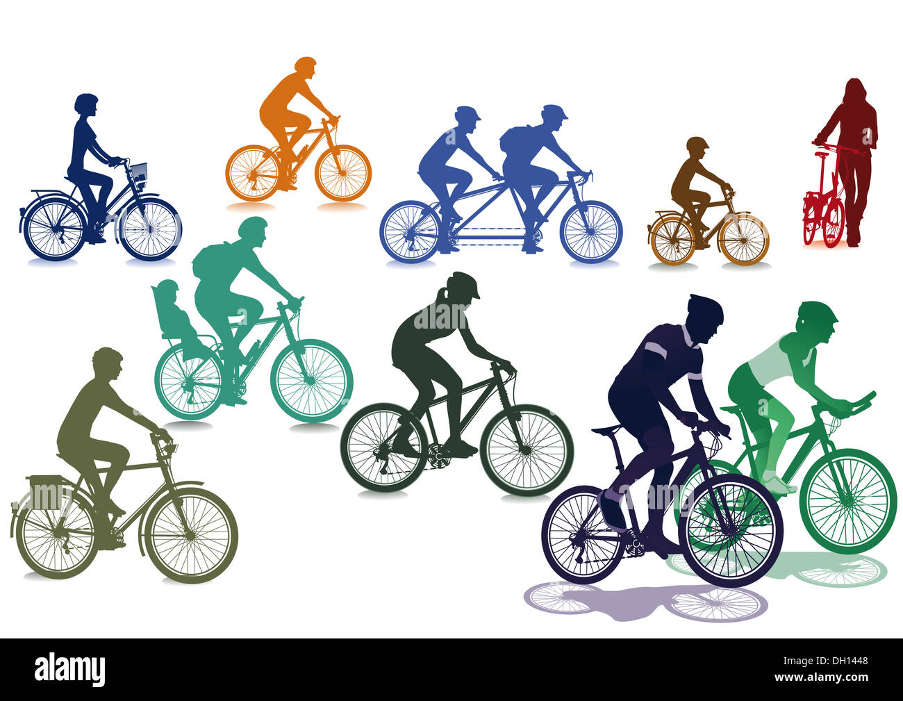 I ciclisti e biciclette Foto Stock