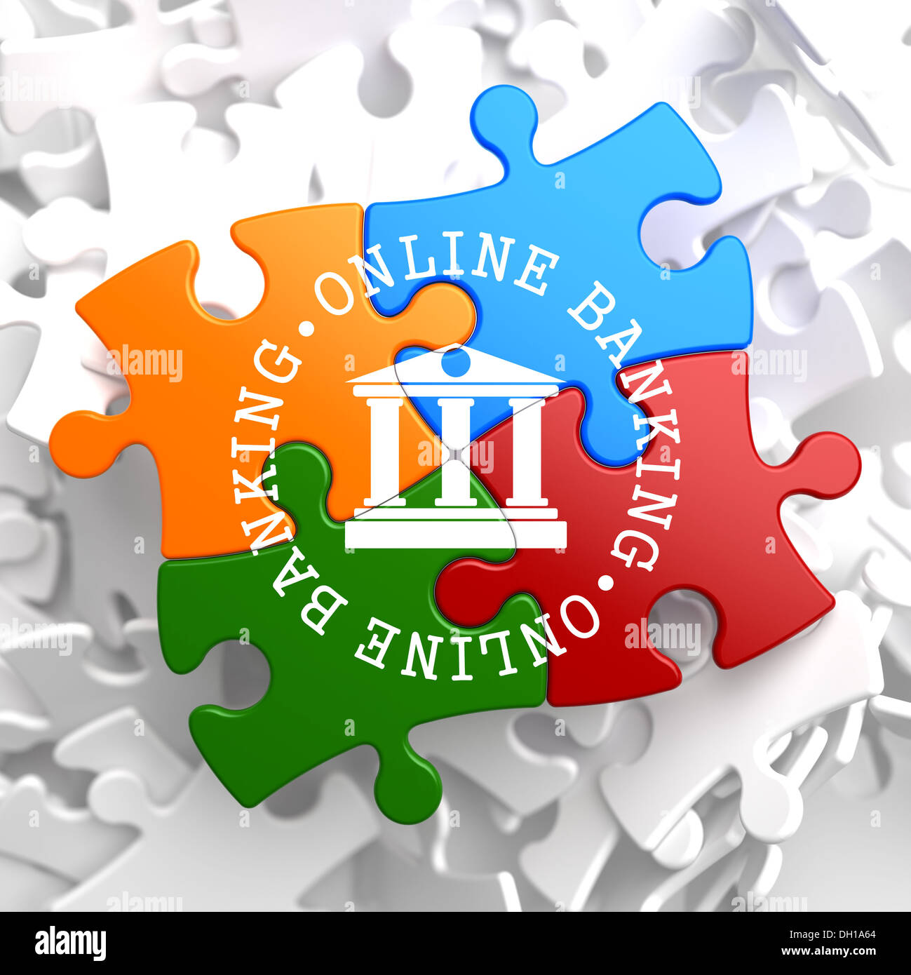 Online Banking concetto su Puzzle multicolore. Foto Stock