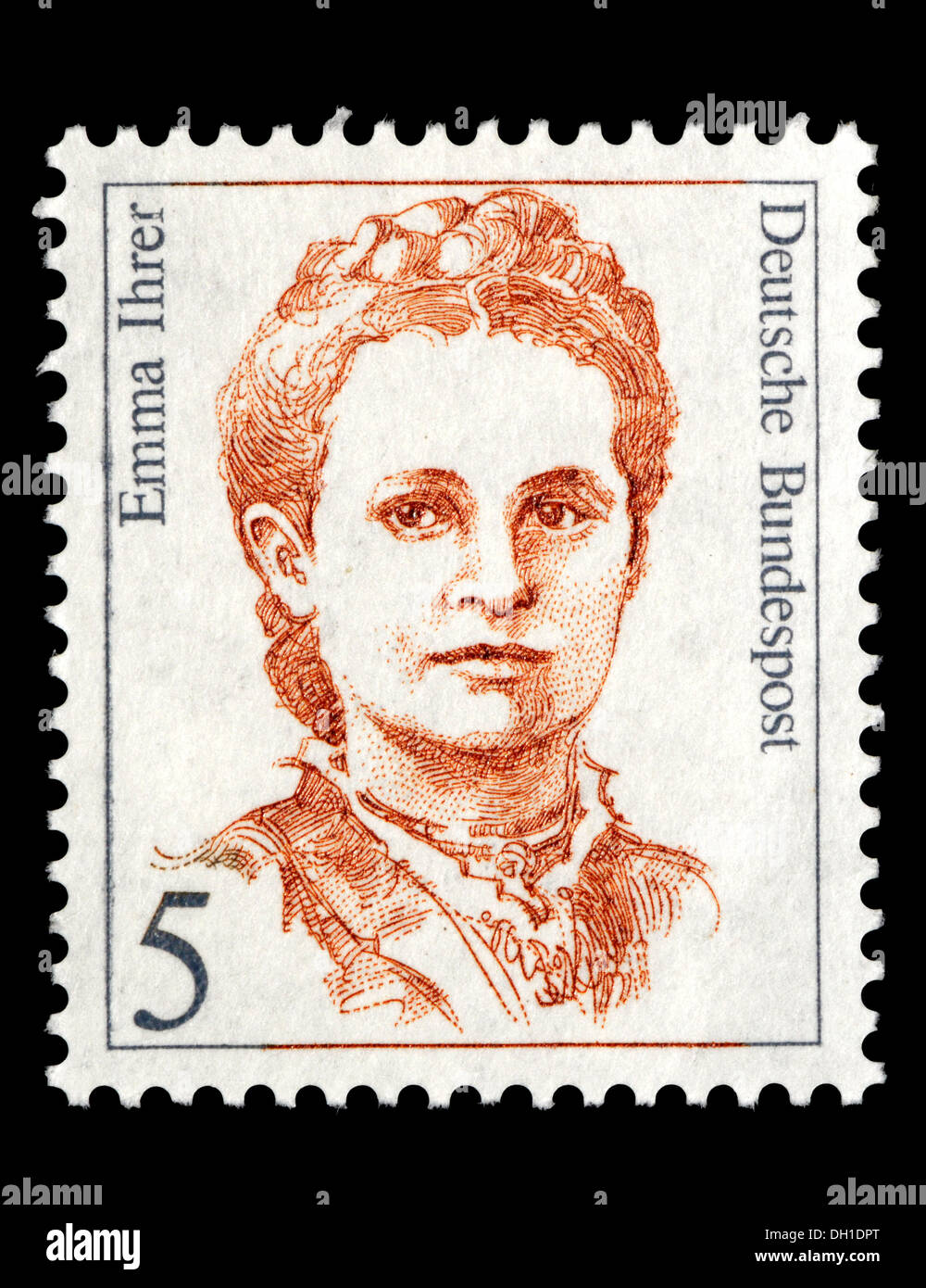 Ritratto di Emma Ihrer (1857-1911: uomo politico tedesco e sindacalista) Tedesco sul francobollo. Foto Stock