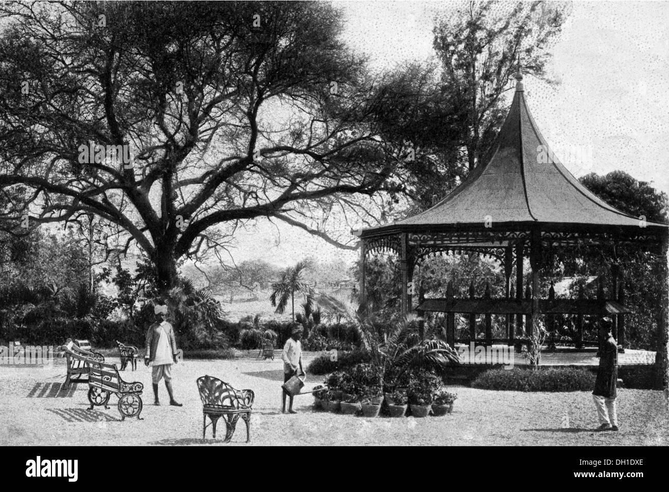 Vecchia foto vintage di Bund Gardens Poona maharashtra India Foto Stock