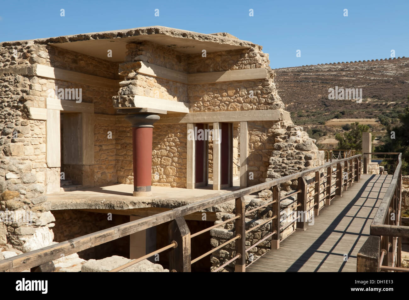 A sud-ovest della camera con pilastro e cripta presso il palazzo minoico di Cnosso a Creta, Grecia Foto Stock