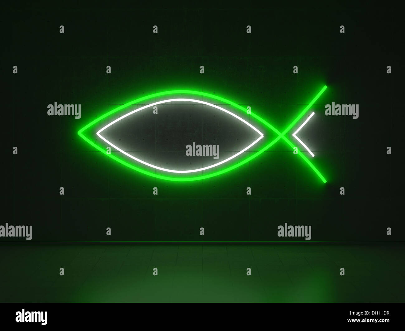 Pesce cristiana - Serie insegne al neon Foto Stock