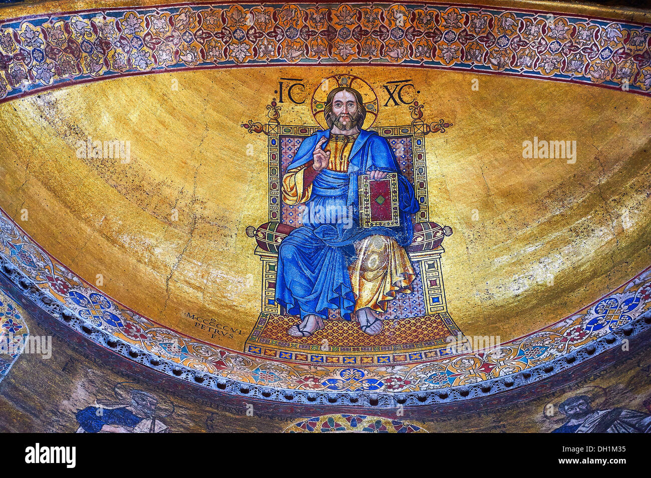 Moasic sul catino absidale di Gesù Cristo Pantocratore, signore, Basilica di San Marco, Venezia Foto Stock