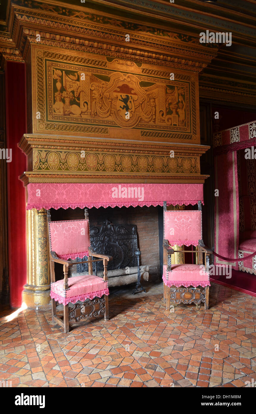 Chenonceau Chateau Royal Bedchamber Foto Stock