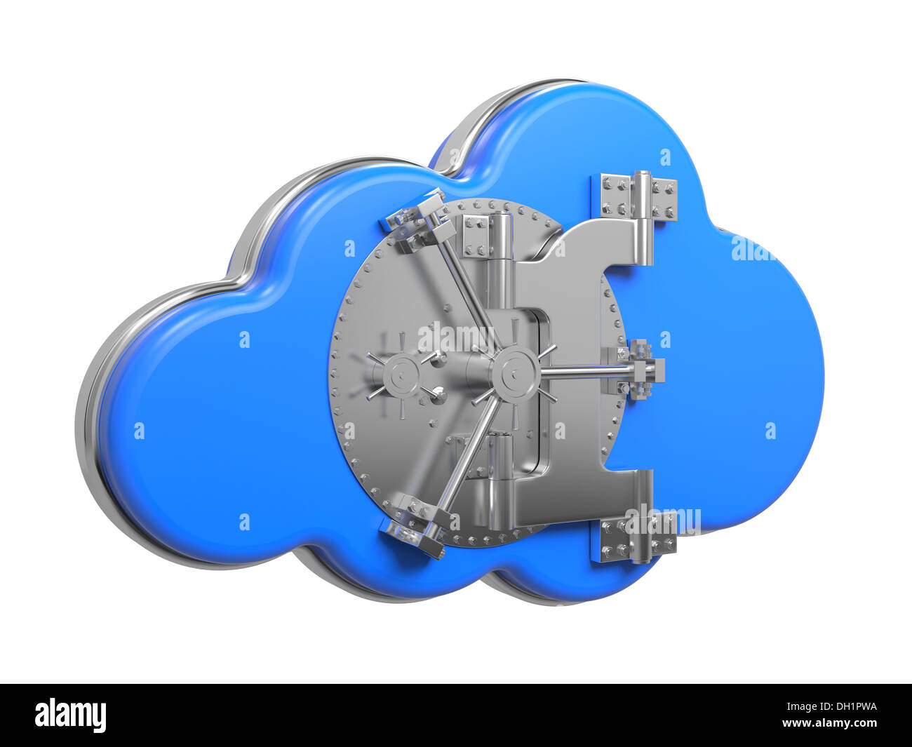 Cloud con sportello di cassaforte. Concetto di elaborazione. Foto Stock
