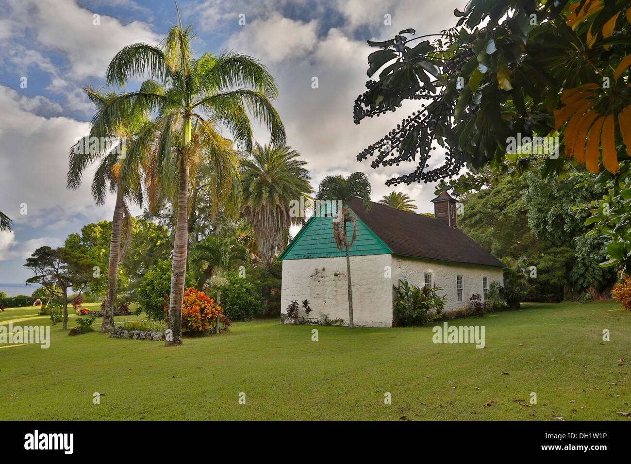 Palapala Ho'omau Chiesa, Kipahulu, Hana district, Maui, Hawaii, STATI UNITI D'AMERICA Foto Stock