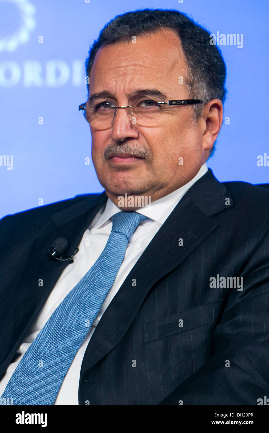 Il ministro degli Affari Esteri egiziano Nabil Fahmy. Foto Stock