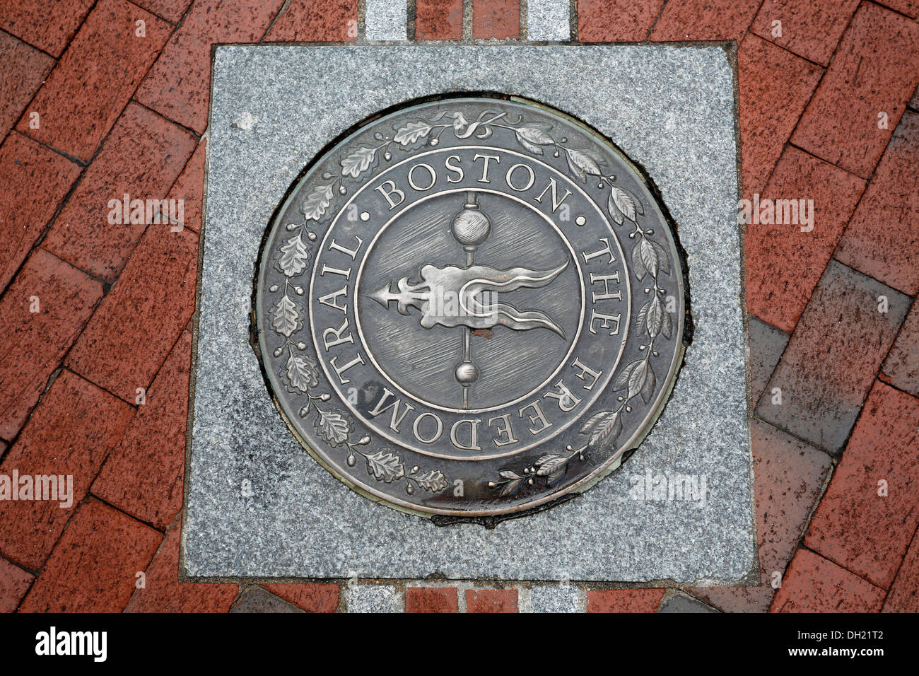 La placca, Freedom Trail, Boston, Massachusetts, STATI UNITI D'AMERICA Foto Stock