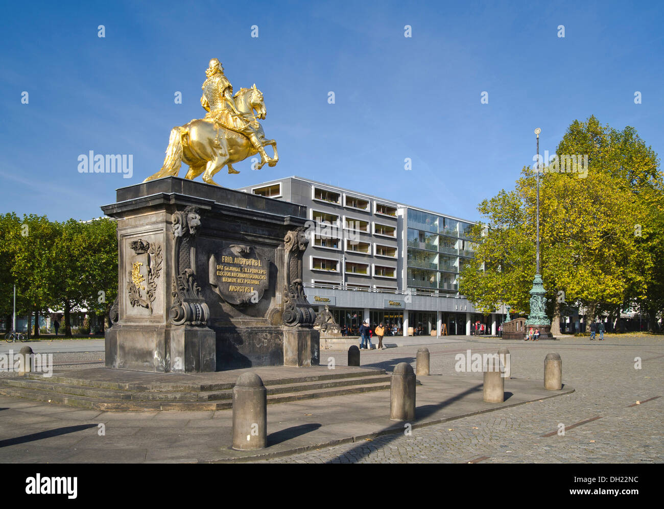 Goldener Reiter statua equestre, Dresda, Sassonia Foto Stock