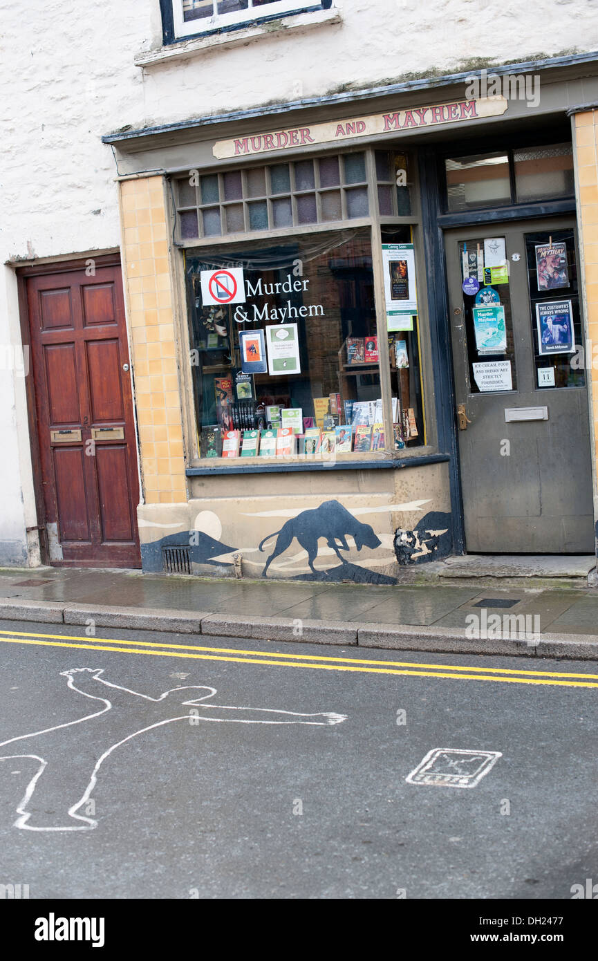 Omicidio Bookshop corpo in strada Hay-On-Wye Regno Unito Foto Stock