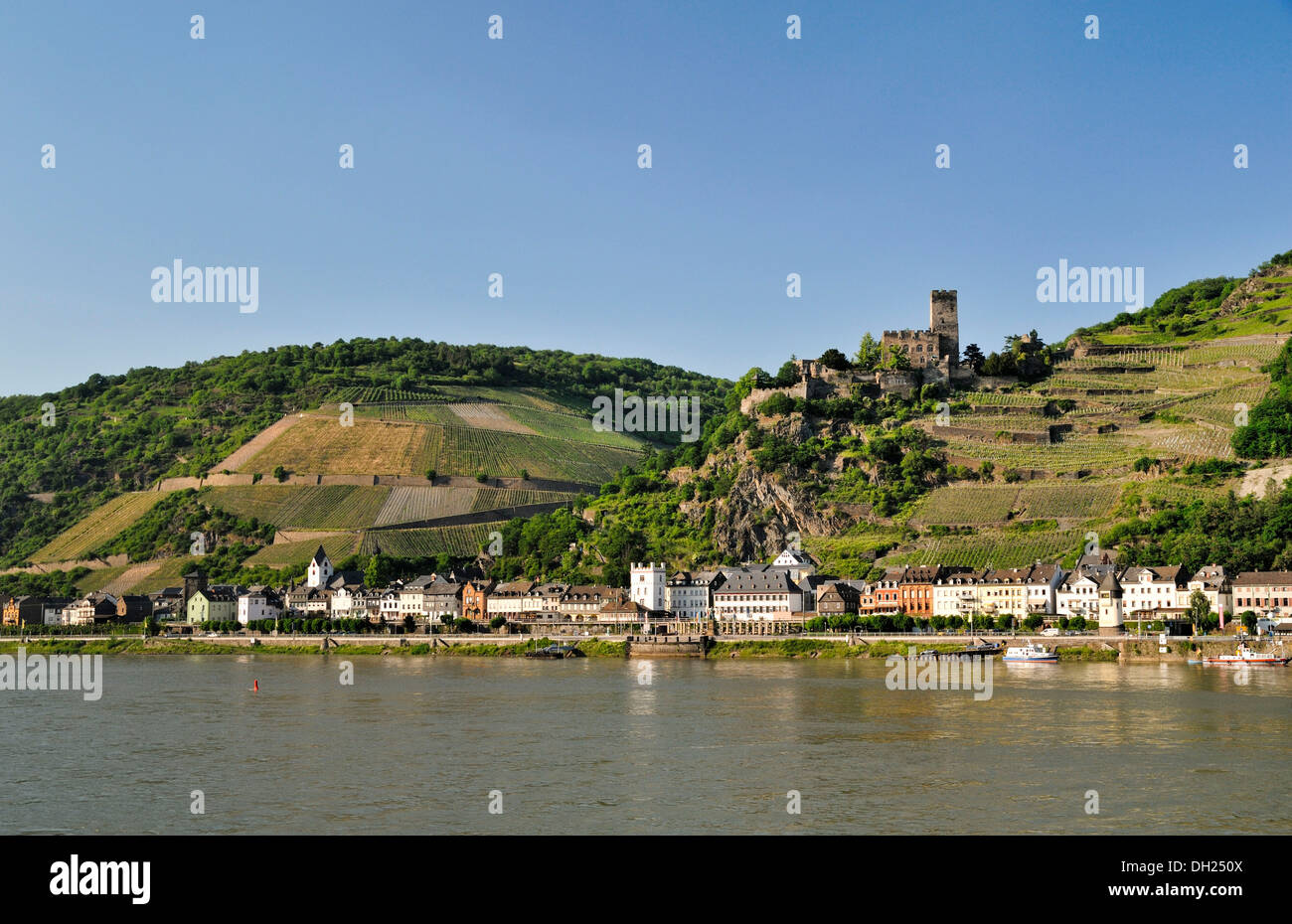 Il castello di Gutenfels sopra Kaub, Valle del Reno superiore e centrale, un sito Patrimonio Mondiale dell'UNESCO, Renania-Palatinato Foto Stock