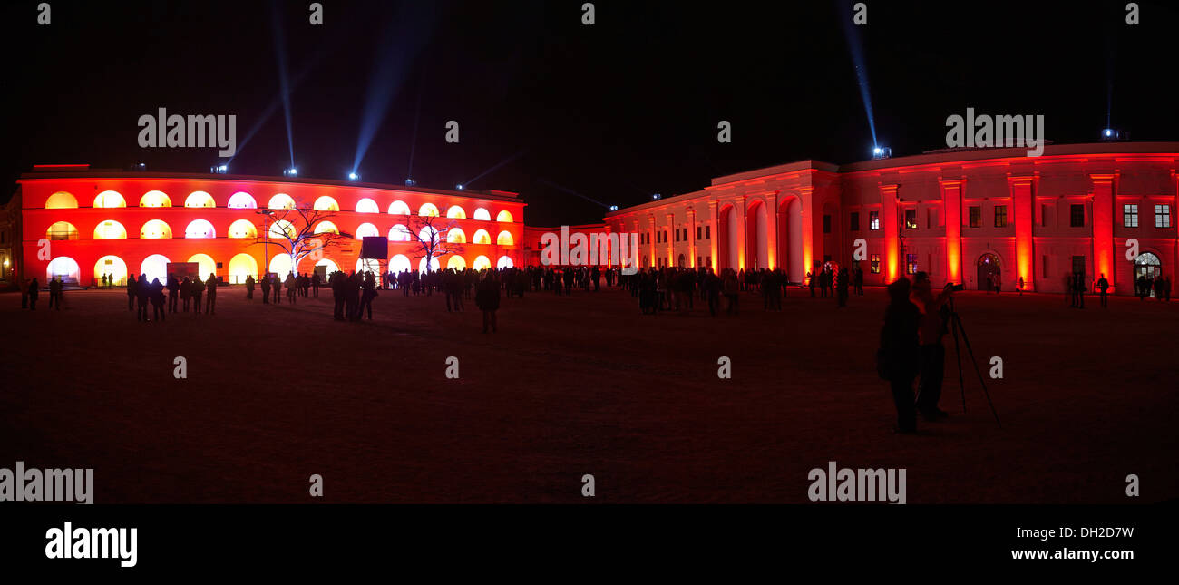 Luci di fortezza sulla fortezza Ehrenbreitstein, Coblenza, Renania-Palatinato, Francia Foto Stock