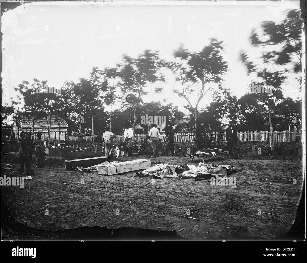 Un luogo di sepoltura storico a Fredericksburg, Virginia, che documenta un luogo importante per la storia locale e commemora le vite passate. Foto Stock