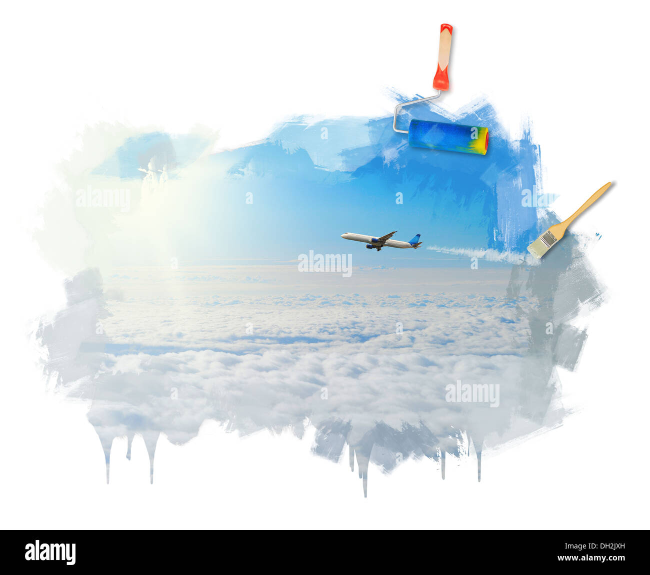 Blu cielo soleggiato con nuvole Foto Stock