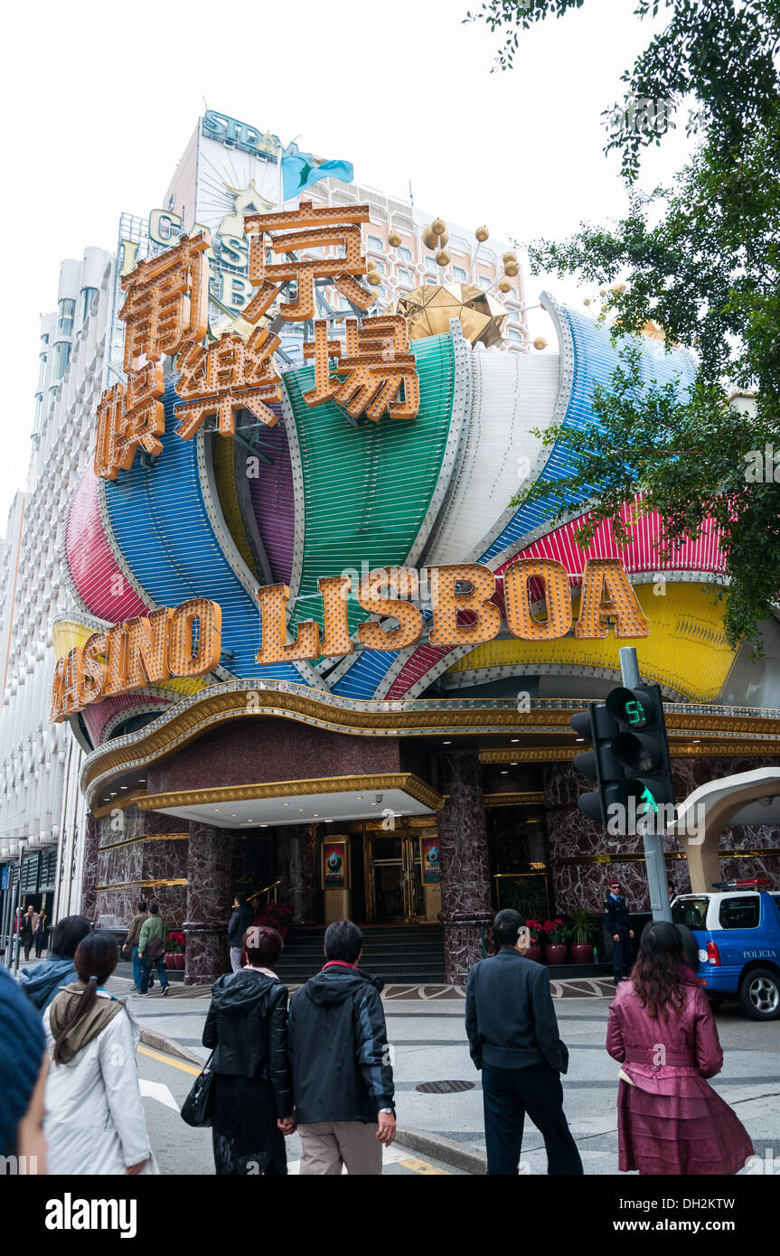 Il Casinò Lisboa è uno dei più famosi casinò di Macau. Foto Stock