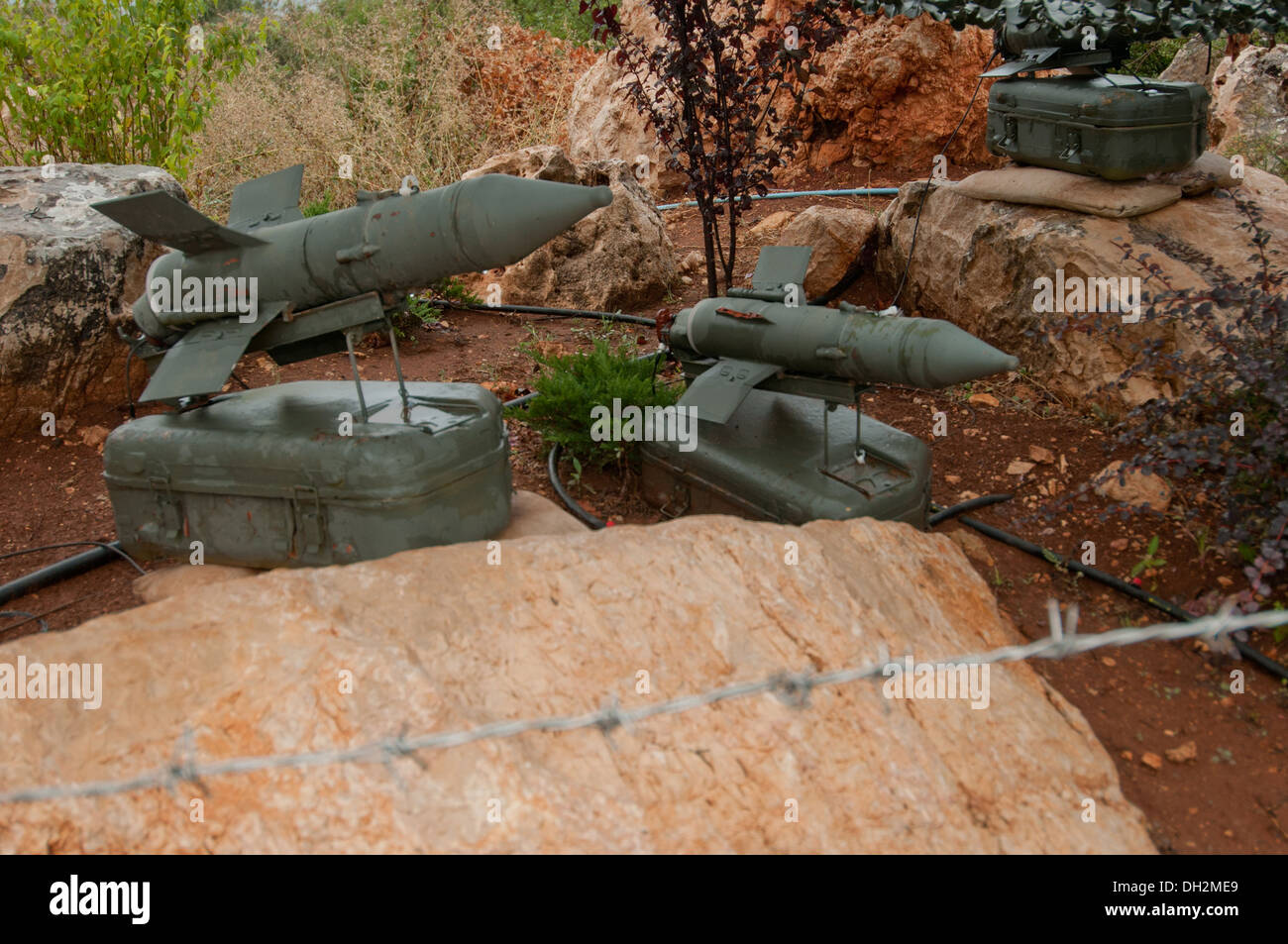 Serbatoio anti missili guidati Malyutka sistema, sviluppato in Unione Sovietica, Mleeta, Museo di Hezbollah, Sud Libano Foto Stock