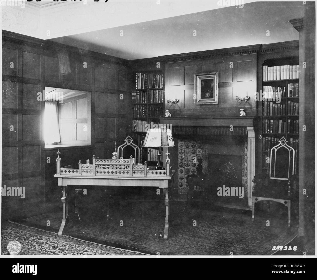 La sala utilizzata dal presidente Harry S. Truman come studio durante la Conferenza di Potsdam a Cecilienhof, in Germania, servì da cornice per discussioni chiave che hanno plasmato l'Europa post-seconda guerra mondiale. Foto Stock