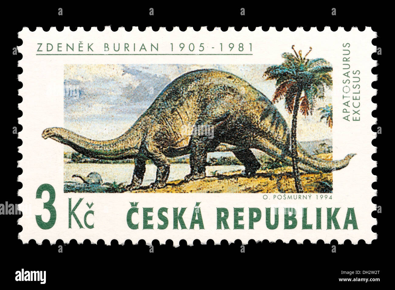 Francobollo da Repubblica ceca commemorando Zdenek Burian (1905-81; dell'artista e illustratore Foto Stock