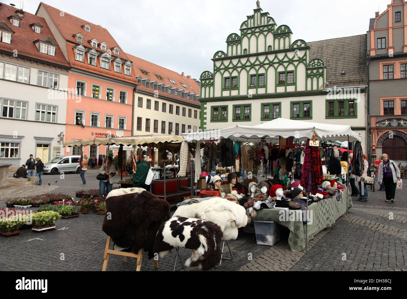Mercato di Weimar, Germania Foto Stock