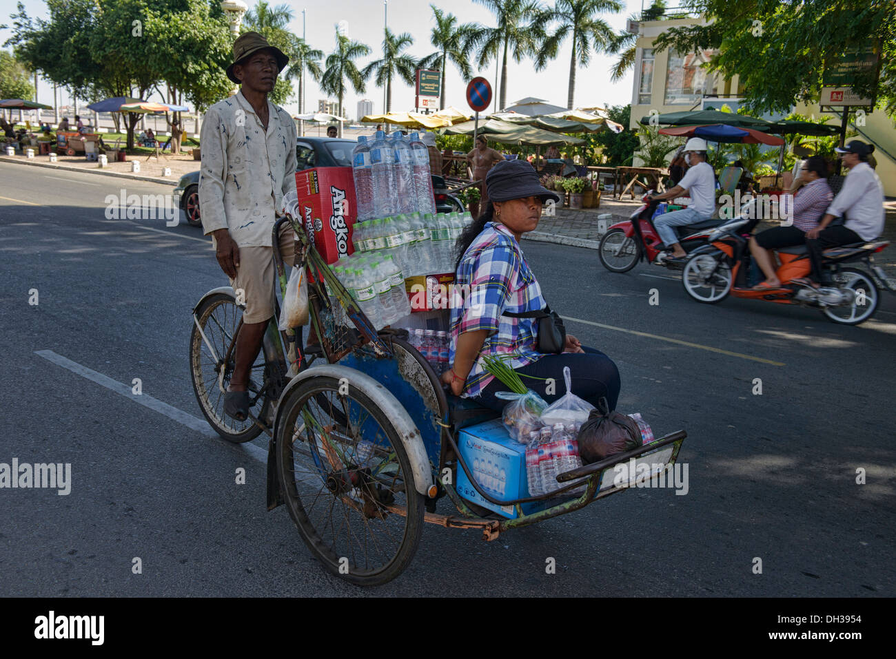 Viaggiare in cyclo, Phnom Penh Cambogia Foto Stock