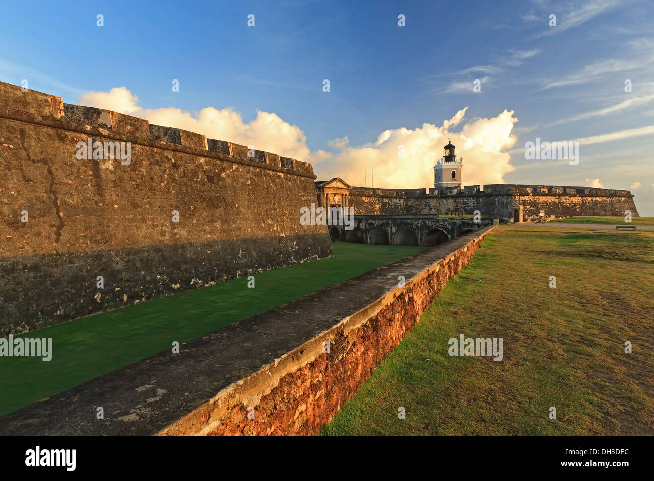 San Felipe del Morro Castle e del faro, Sito Storico Nazionale di San Juan, la vecchia San Juan, Puerto Rico Foto Stock