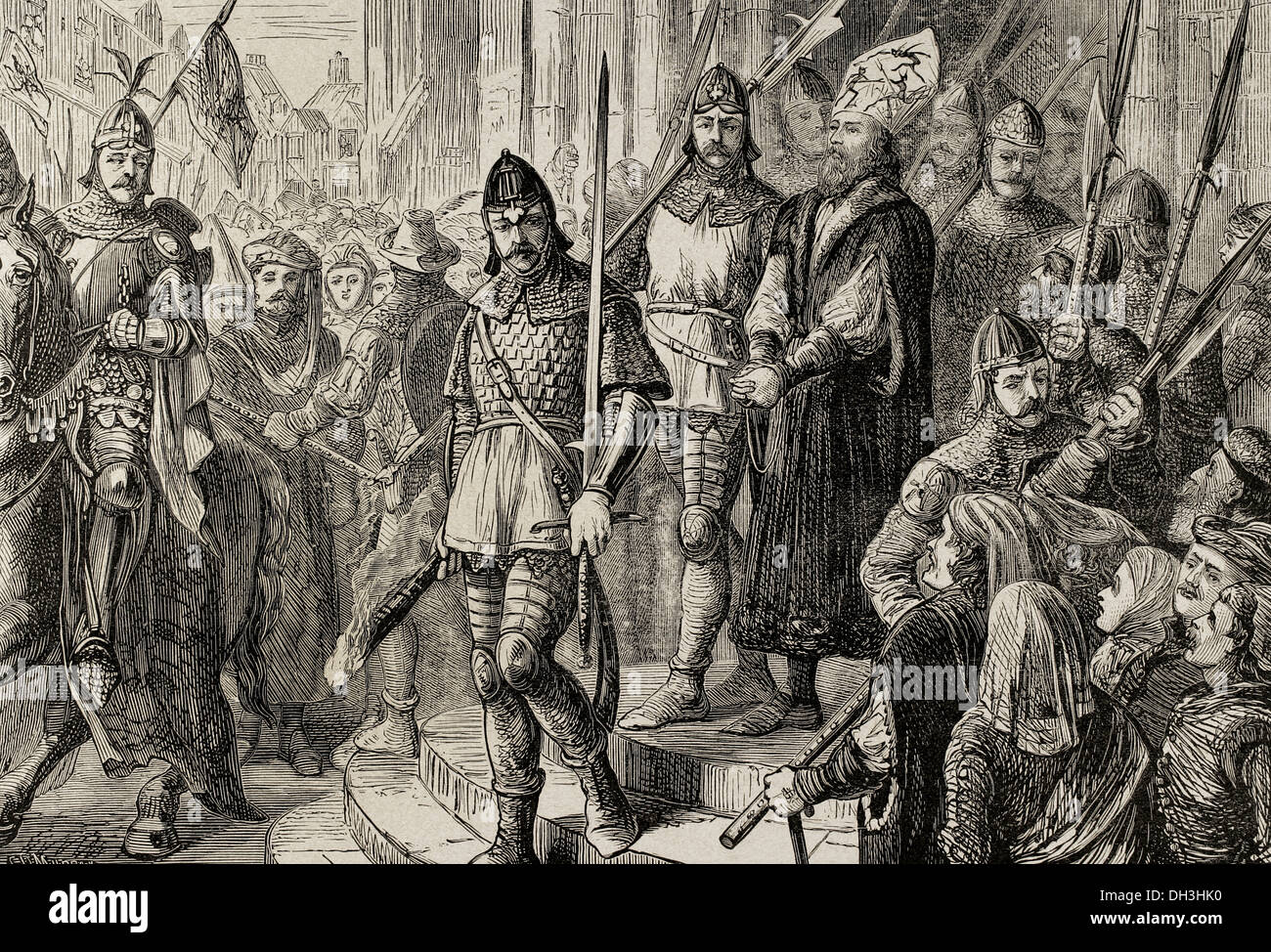Girolamo di Praga (1360-1416). Predicatore boemo. Girolamo di Praga marciando per l'esecuzione. Incisione. Foto Stock