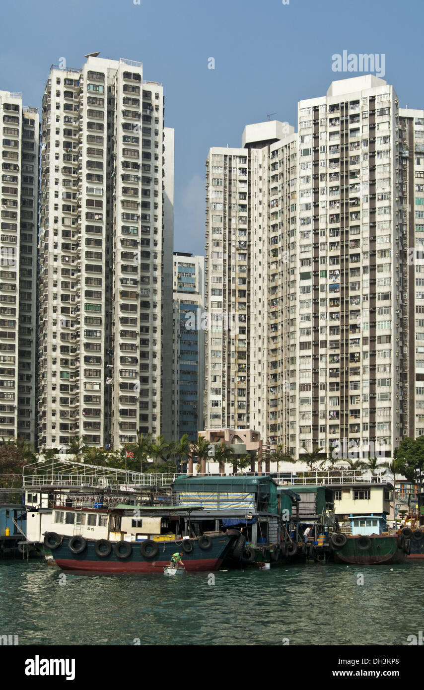 In corrispondenza del canale di Aberdeen, Aberdeen, Hong Kong Foto Stock