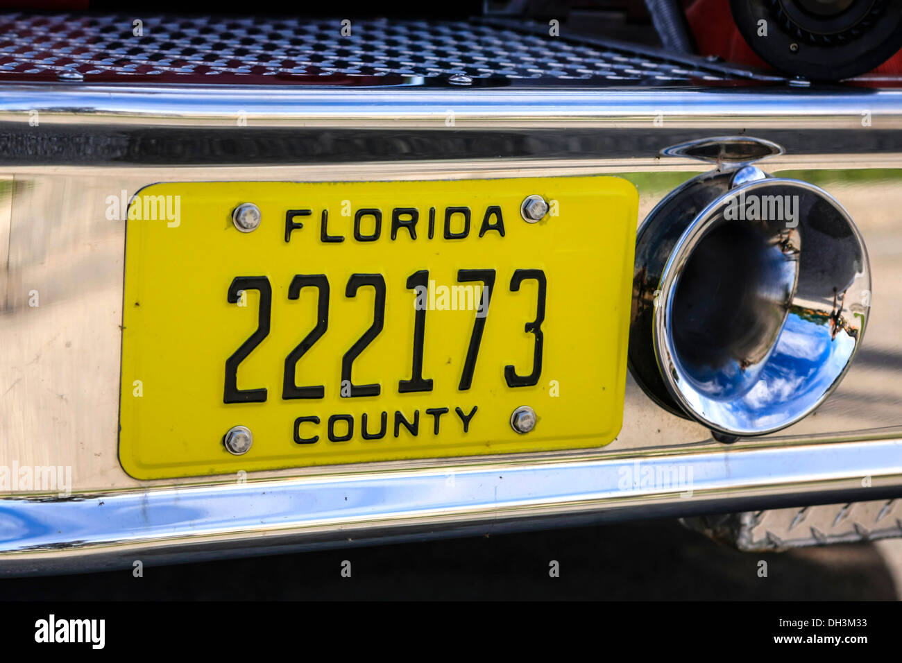 Di colore giallo brillante Florida County veicolo piastra di licenza Foto Stock