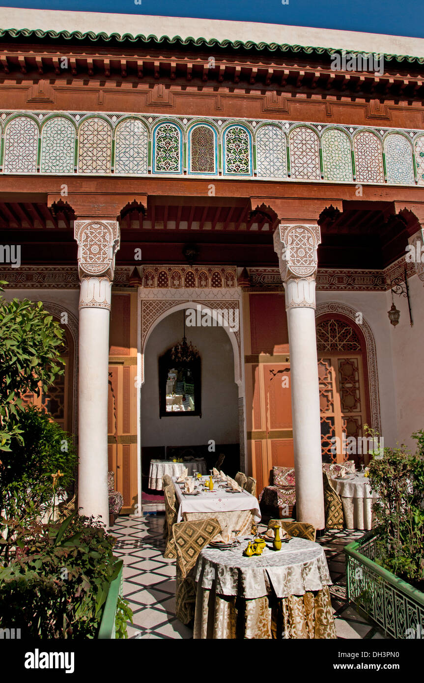 Riad Ristorante Giardino patio marrakech marocco Foto Stock