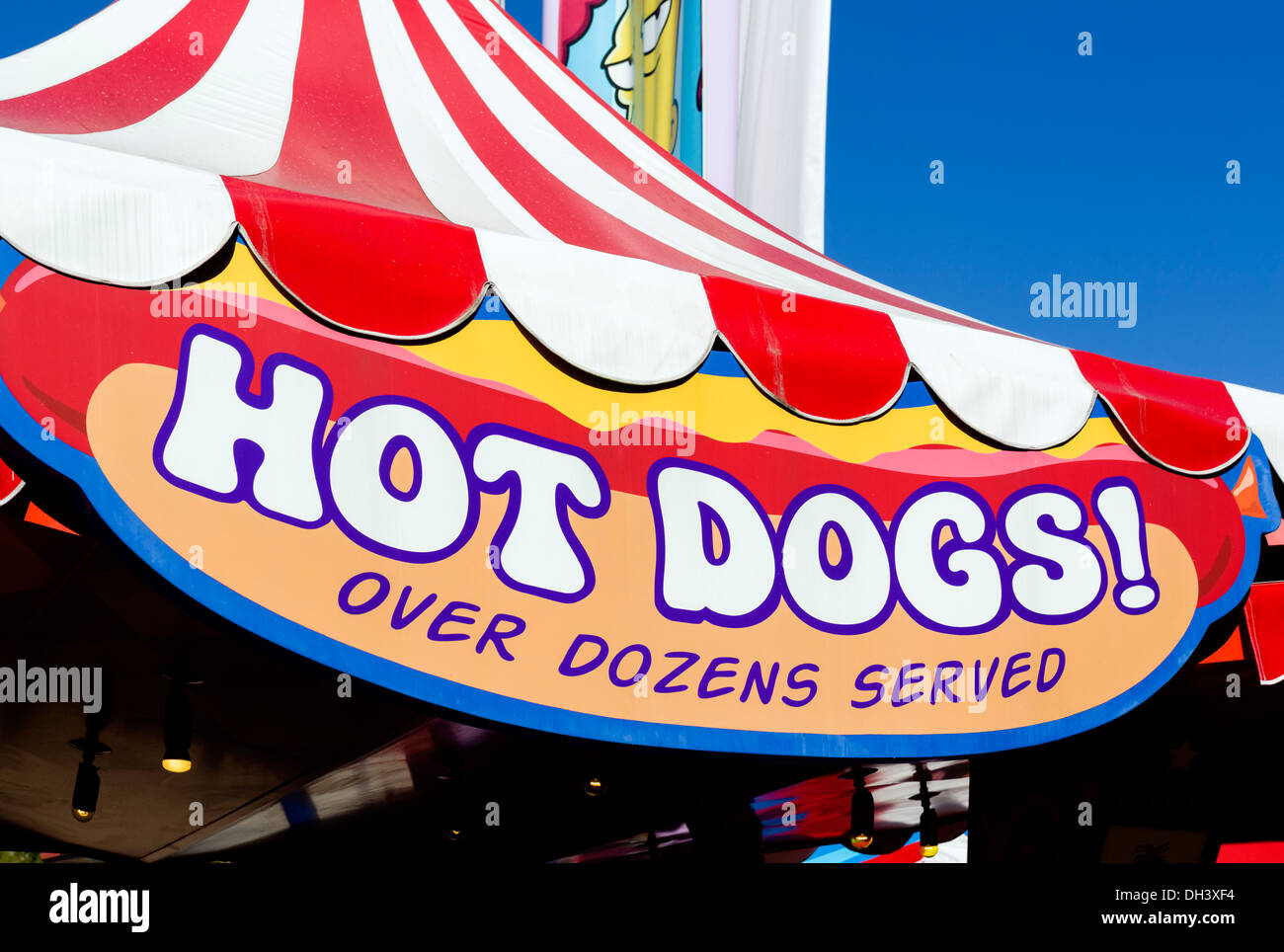 Hot Dog stand in The Simpsons area presso gli Universal Studios e l'Universal Orlando Resort Orlando, Florida centrale, STATI UNITI D'AMERICA Foto Stock