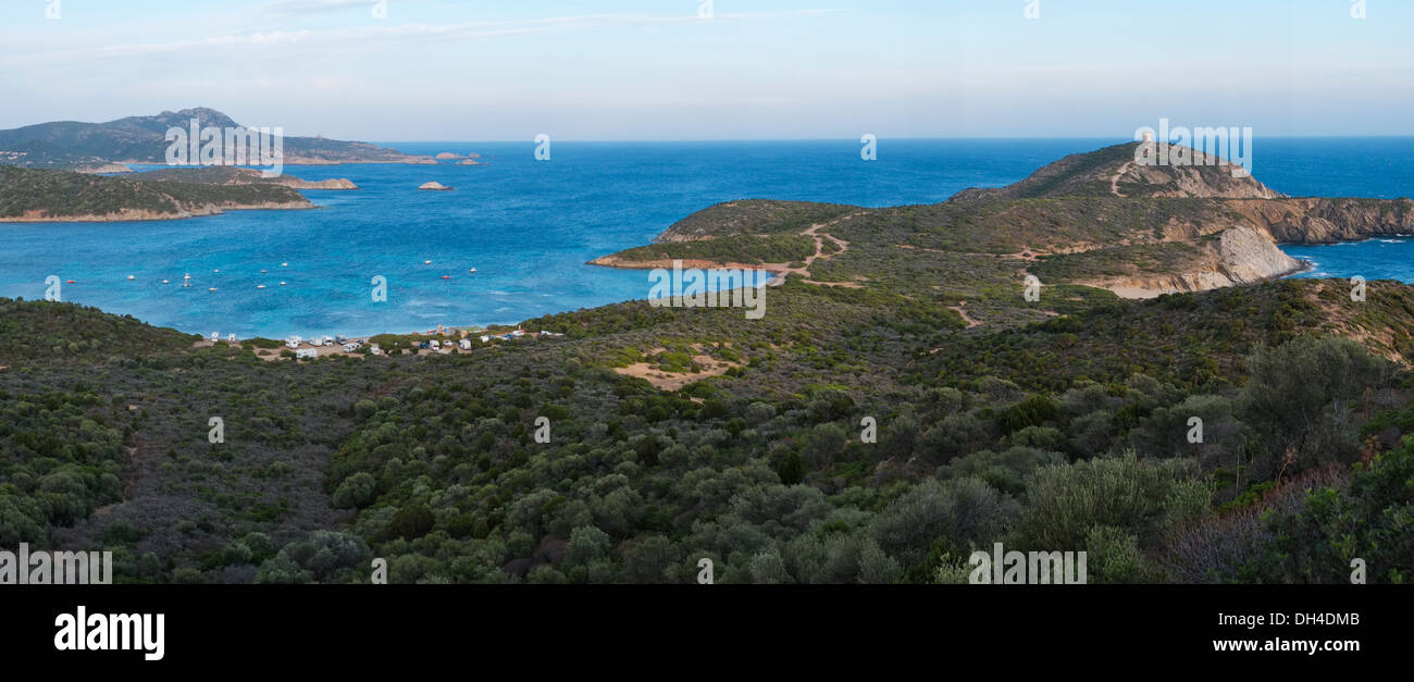 Panorama di Capo Malfatano, sud della Sardegna, Italia Foto Stock