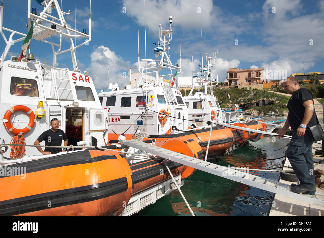 Lampedusa Guardia Costiera, Guardia Costiera di Lampedusa, Italia Foto Stock