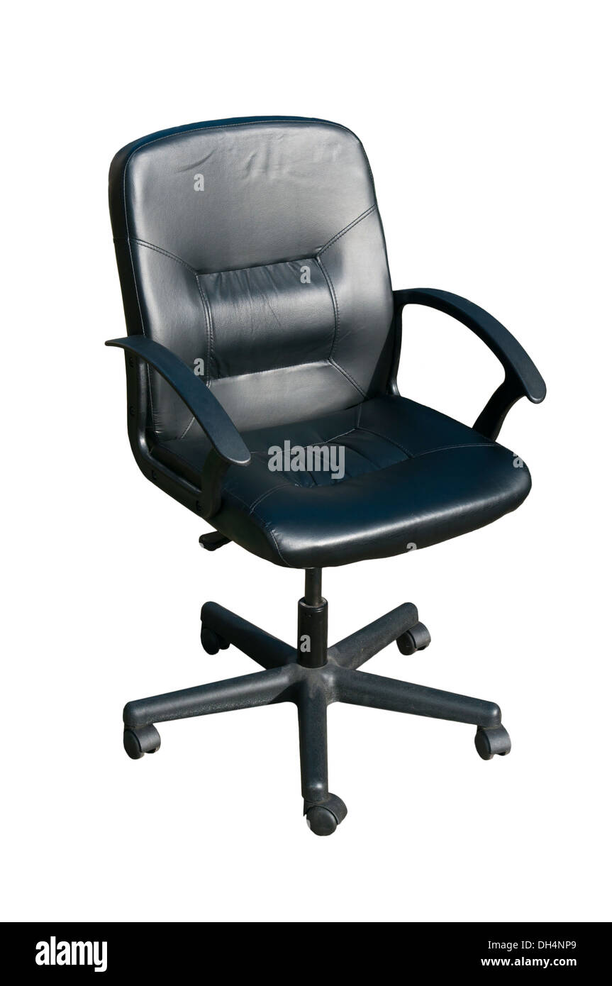In cuoio nero Sedia ufficio Sedie per computer Foto Stock