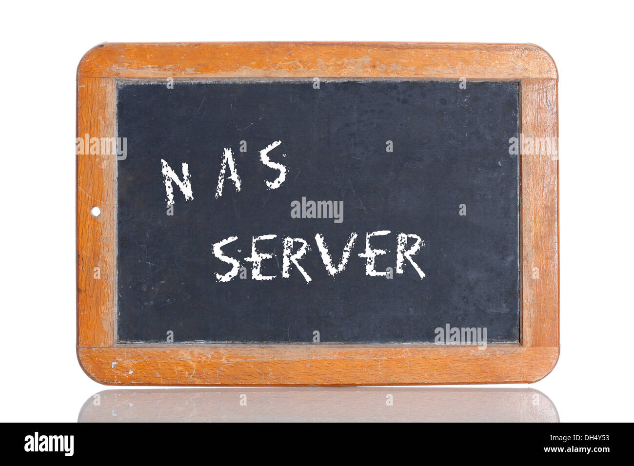 Vecchia scuola di lavagna con il termine server NAS Foto Stock