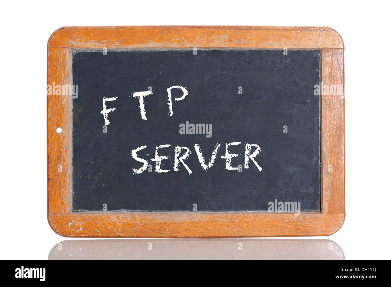 Vecchia scuola di lavagna con il termine server FTP Foto Stock