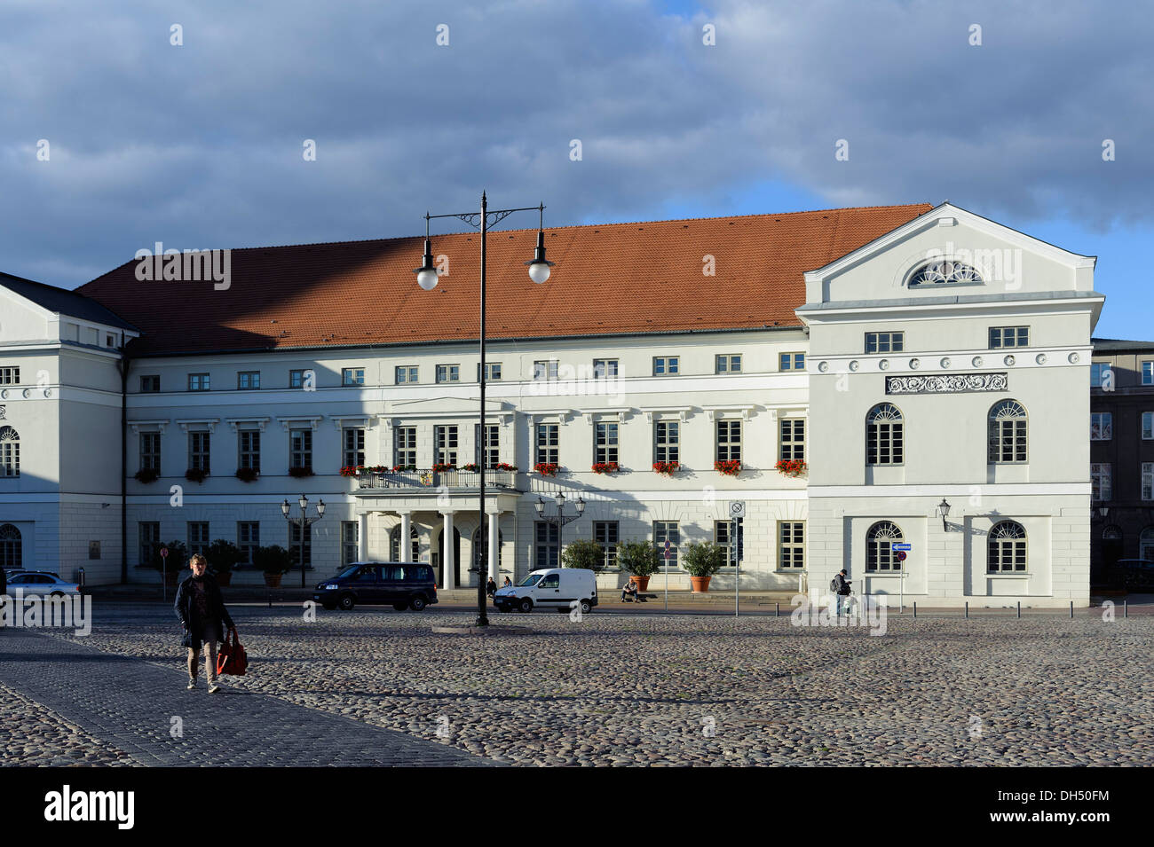 Town Hall 1819 della città anseatica di Wismar, Mecklenburg-Hither Pomerania Occidentale, Germania, UNESCO patrimonio mondiale Foto Stock