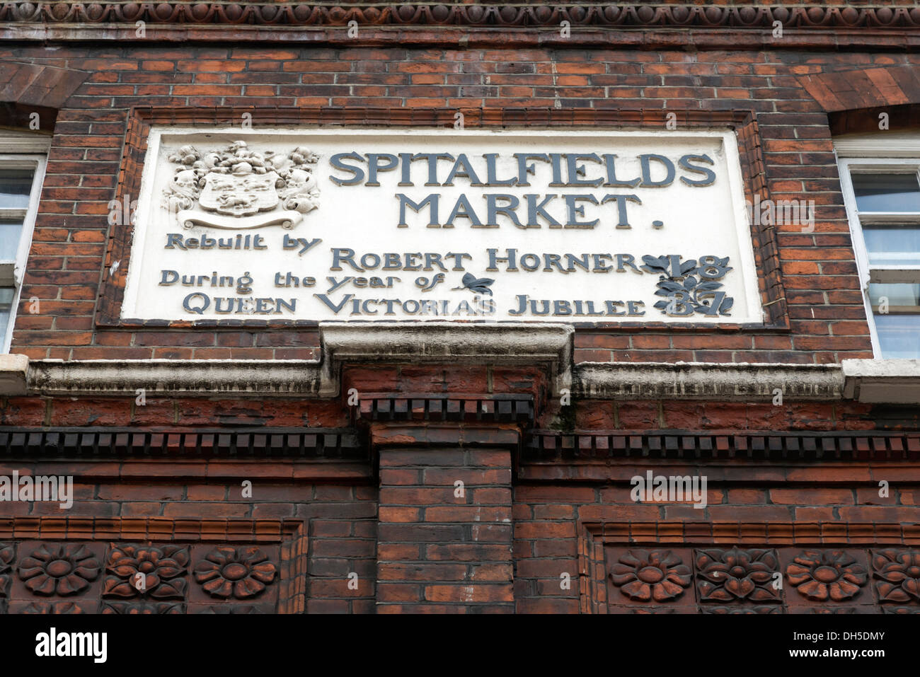 Spitalfields Market segno, London, England, Regno Unito Foto Stock