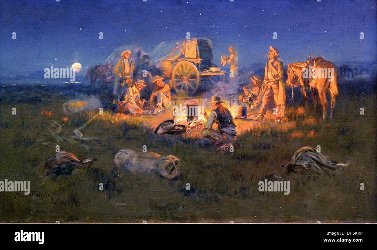 Ridere uccide LONESOME 1925 dipinto di Charles Marion Russell Foto Stock