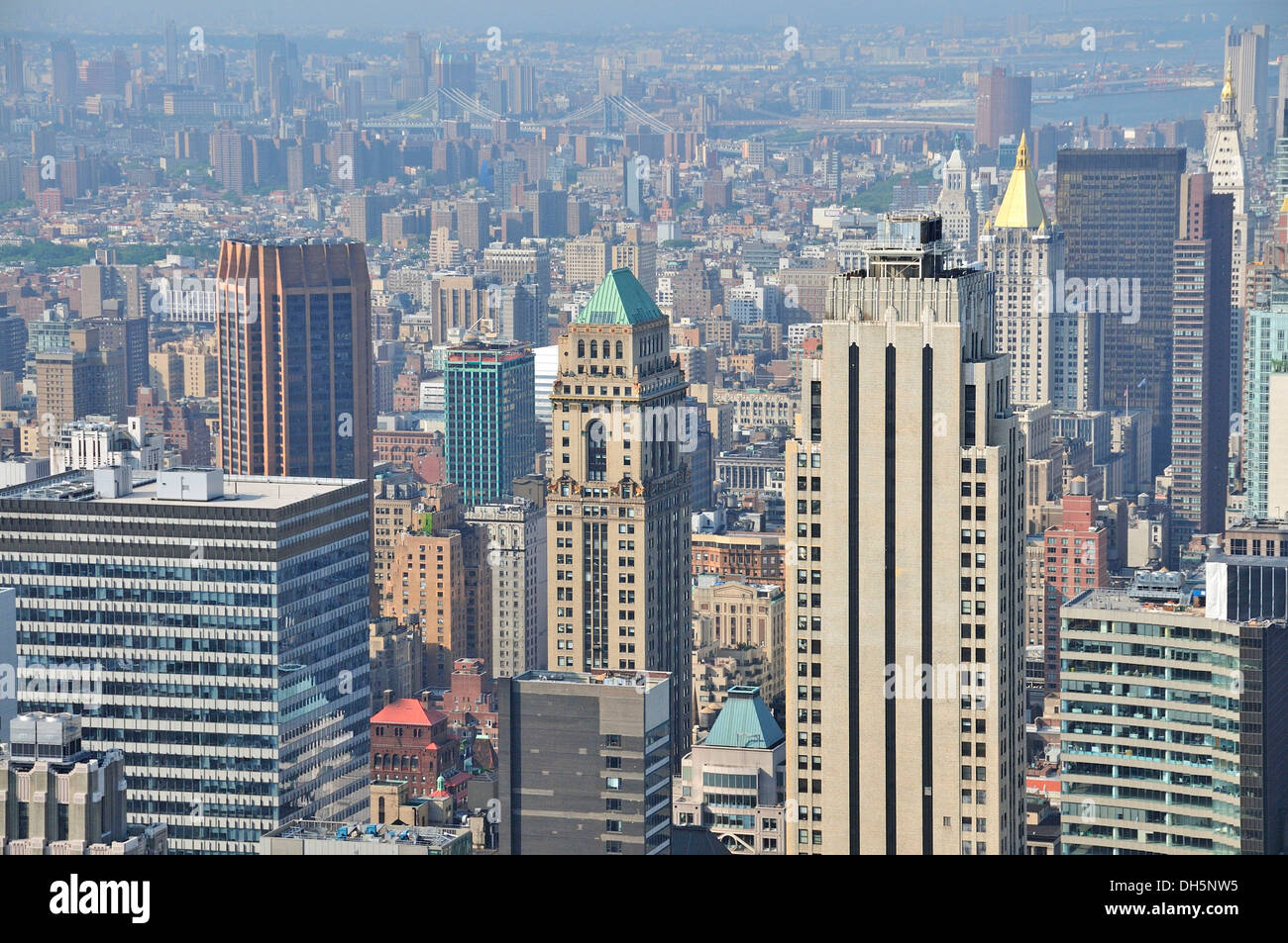 Vista panoramica dalla cima del Rock observation deck al Rockefeller Center nel centro di Manhattan, Manhattan Foto Stock
